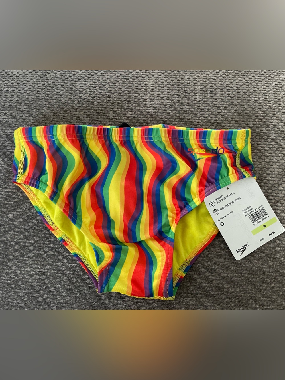 NWT Speedo Men Eco Endurance Rainbow Stripe Pride Collection size 28